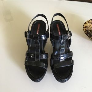 PRADA Platform Wedge Sandals